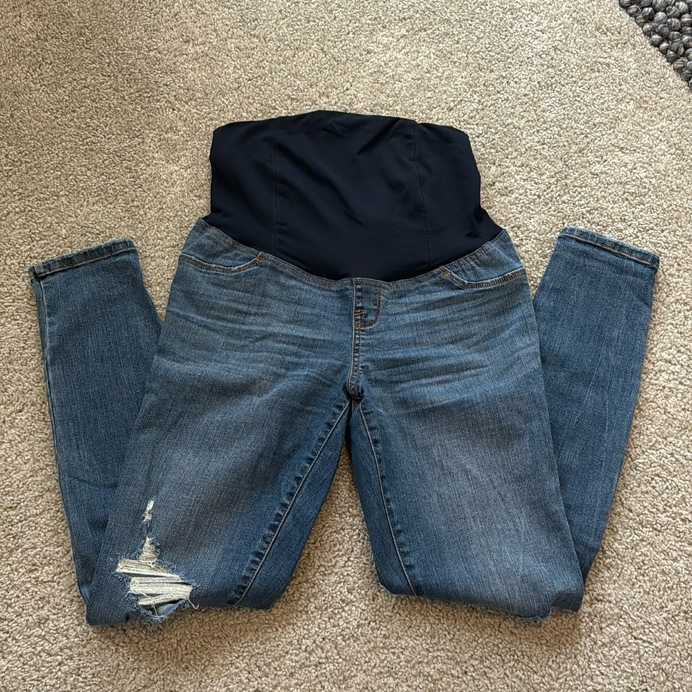 Isabel Maternity Medium Wash Distressed Skinny Jean